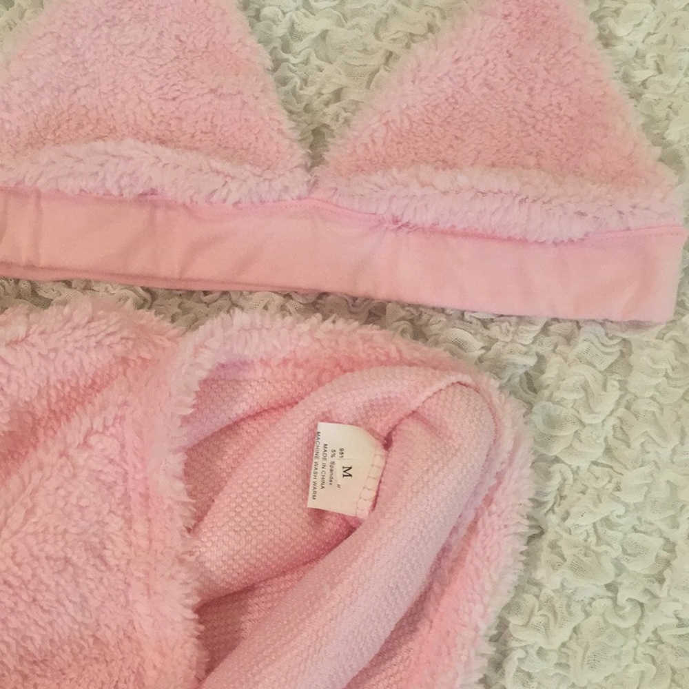 Fuzzy Pink Bikini Top & Skirt Rave SET - Picture 7 of 8